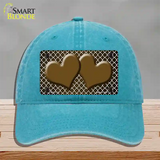 Brown White Quatrefoil Hearts Oil Rubbed Novelty License Plate Hat Unconstructed Cotton / Lake Blue