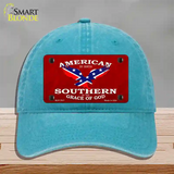 American By Birth Novelty License Plate Hat Unconstructed Cotton / Lake Blue
