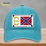 Confederate Flag North Carolina Novelty License Plate Hat Unconstructed Cotton / Lake Blue