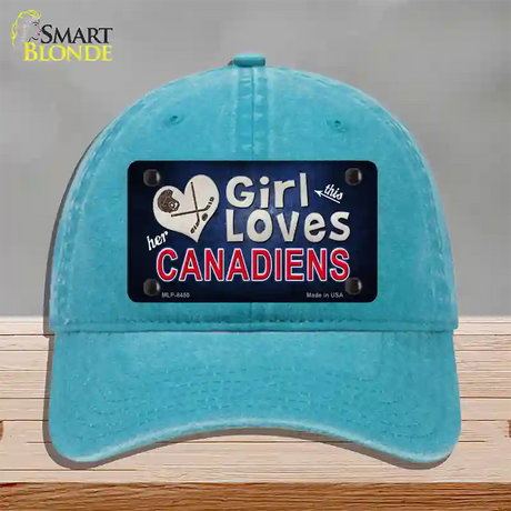 This Girl Loves Her Canadiens Novelty License Plate Hat Unconstructed Cotton / Lake Blue