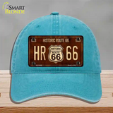 Historic Route 66 Vintage Novelty License Plate Hat Unconstructed Cotton Lake Blue