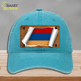Armenia Flag Scroll Novelty License Plate Hat Unconstructed Cotton / Lake Blue