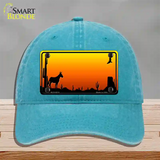 Donkey Blank Scenic Novelty License Plate Hat Unconstructed Cotton / Lake Blue