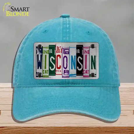 Wisconsin License Plate Art Novelty License Plate Hat Unconstructed Cotton / Lake Blue