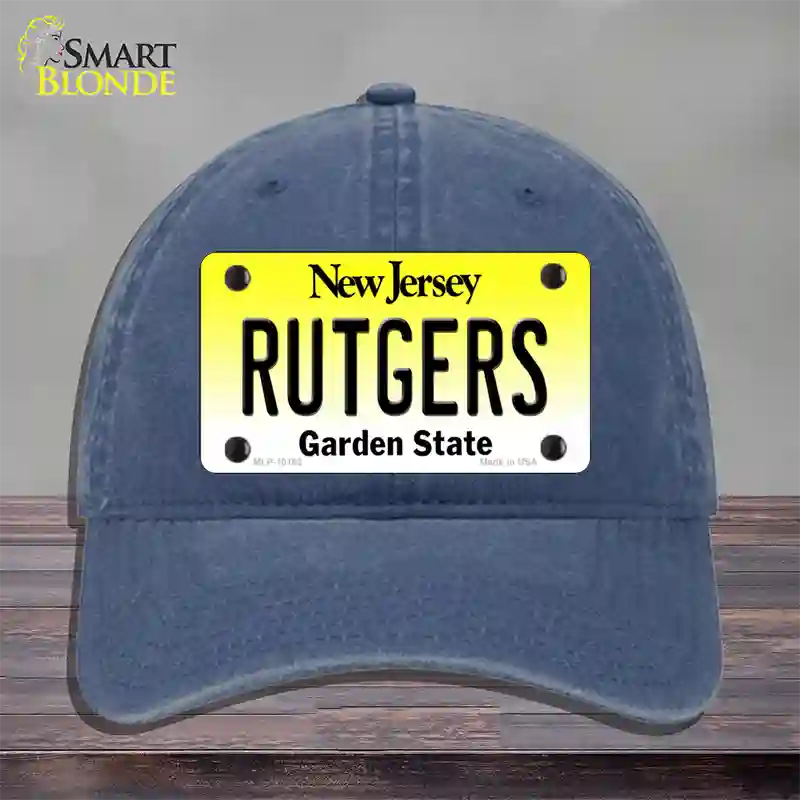 Rutgers New Jersey Novelty License Plate Hat Unconstructed Cotton / Navy