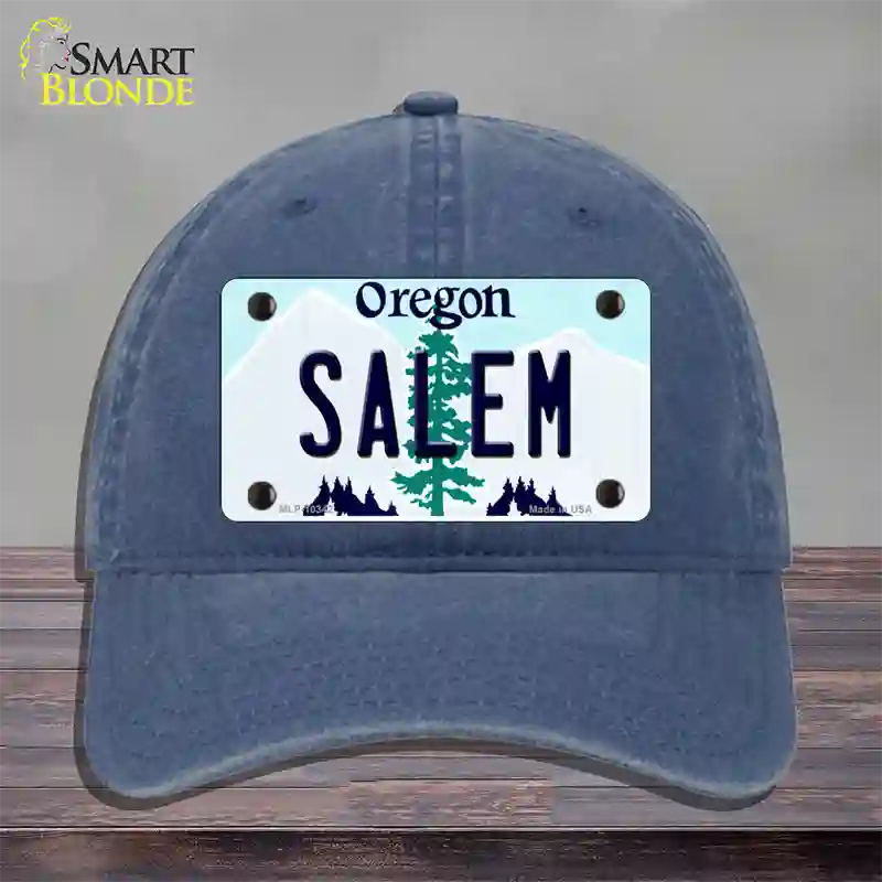 Salem Oregon Novelty License Plate Hat Unconstructed Cotton / Navy