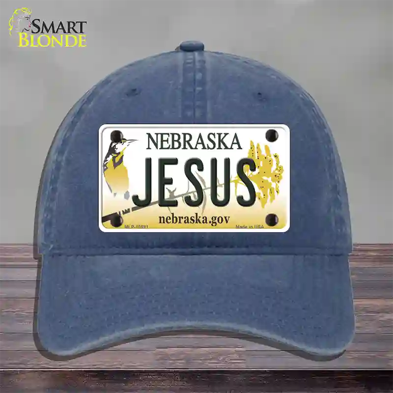 Jesus Nebraska Novelty License Plate Hat Unconstructed Cotton / Navy