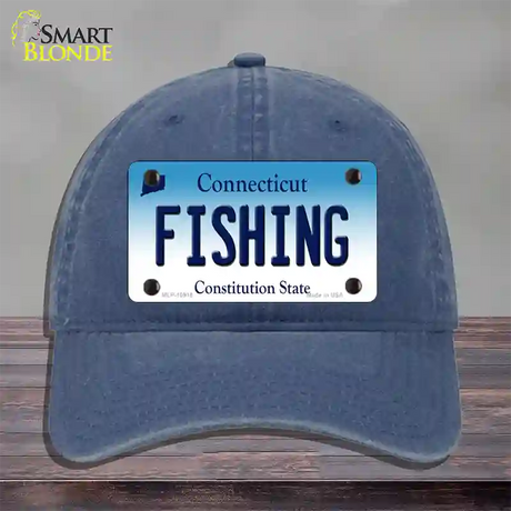 Fishing Connecticut Novelty License Plate Hat Unconstructed Cotton / Navy