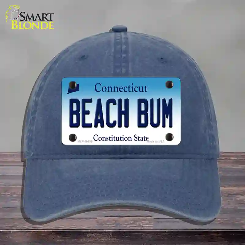 Beach Bum Connecticut Novelty License Plate Hat Unconstructed Cotton / Navy