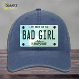 Bad Girl New Hampshire State Novelty License Plate Hat Unconstructed Cotton / Navy