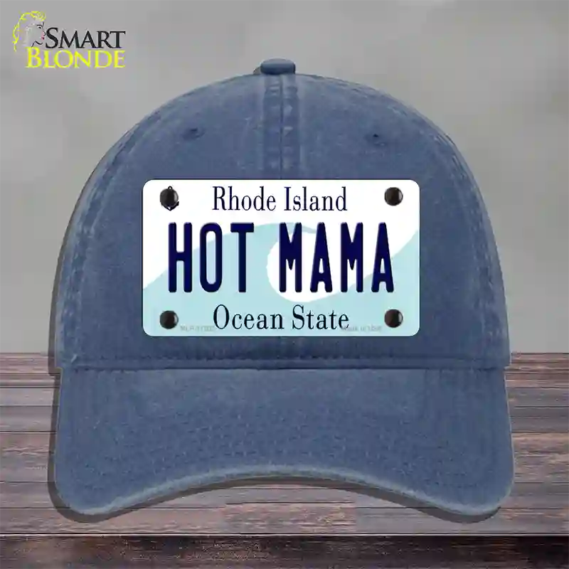 Hot Mama Rhode Island State Novelty License Plate Hat Unconstructed Cotton / Navy