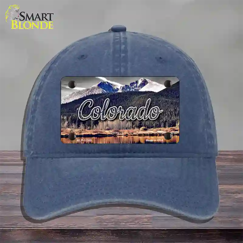 Colorado Forest and Mountains State Novelty License Plate Hat Unconstructed Cotton / Navy