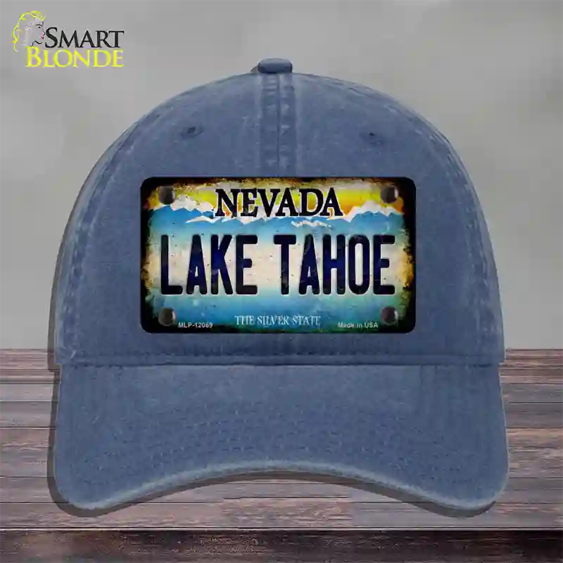 Nevada Lake Tahoe Novelty License Plate Hat Unconstructed Cotton / Navy