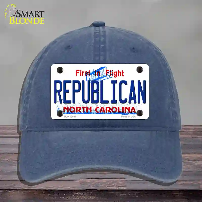 Republican North Carolina State Novelty License Plate Hat Unconstructed Cotton / Navy