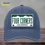 Four Corners Colorado Novelty License Plate Hat Unconstructed Cotton Navy