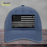American Flag Black and Gray Novelty License Plate Hat Unconstructed Cotton Navy