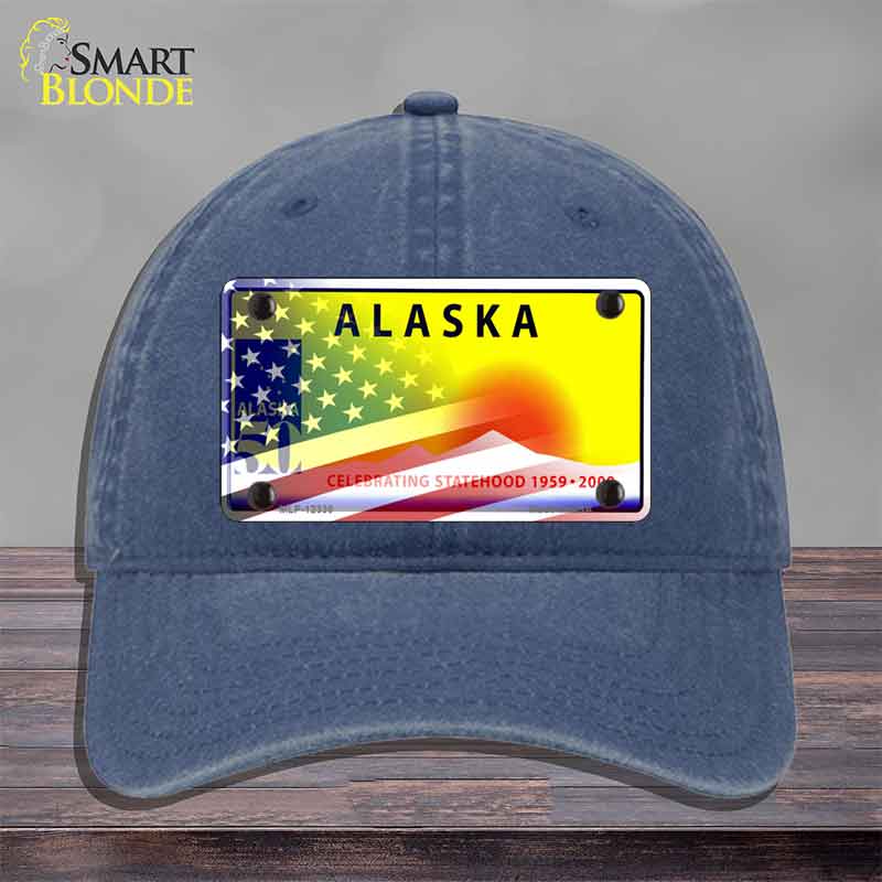 Alaska with American Flag Novelty License Plate Hat HAT-MLP-12330