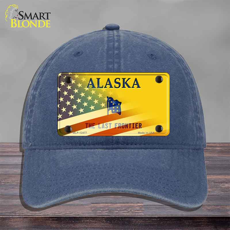 Alaska with American Flag Novelty License Plate Hat HAT-MLP-12477