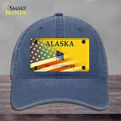 Alaska with American Flag Novelty License Plate Hat HAT-MLP-12477