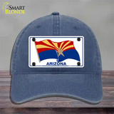 Arizona Waving Flag Novelty License Plate Hat Unconstructed Cotton / Navy