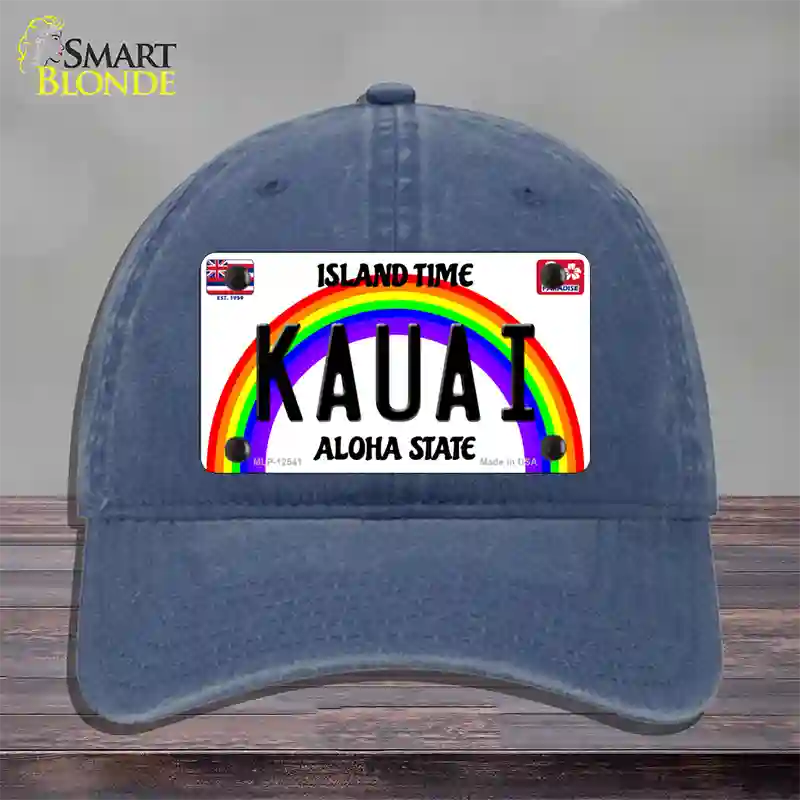 Kauai Hawaii Novelty License Plate Hat Unconstructed Cotton / Navy