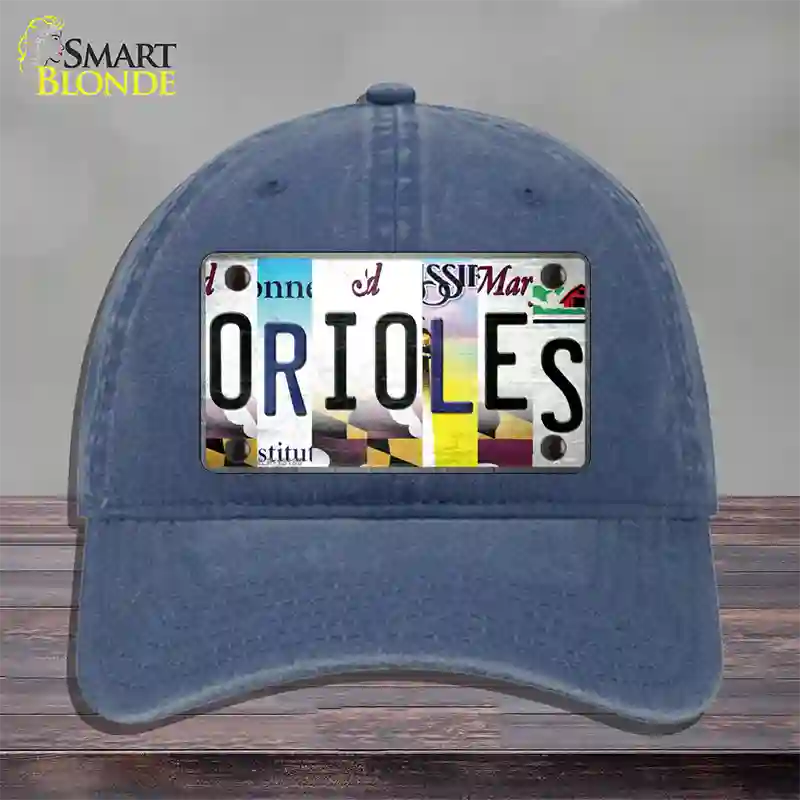 Orioles Strip Art Novelty License Plate Hat Tag Unconstructed Cotton Navy
