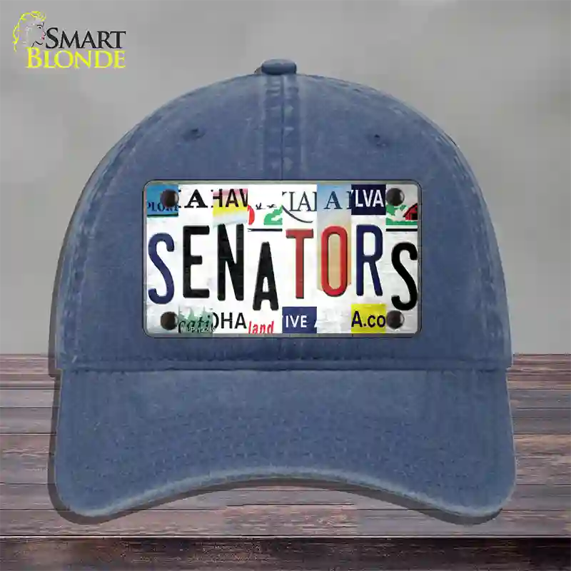 Senators Strip Art Novelty License Plate Hat Tag Unconstructed Cotton Navy