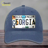 Georgia Strip Art Novelty License Plate Hat Tag Unconstructed Cotton Navy