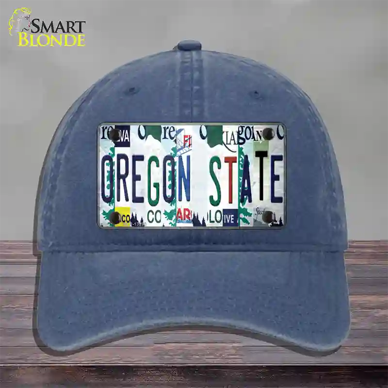 Oregon State Strip Art Novelty License Plate Hat Tag Unconstructed Cotton Navy
