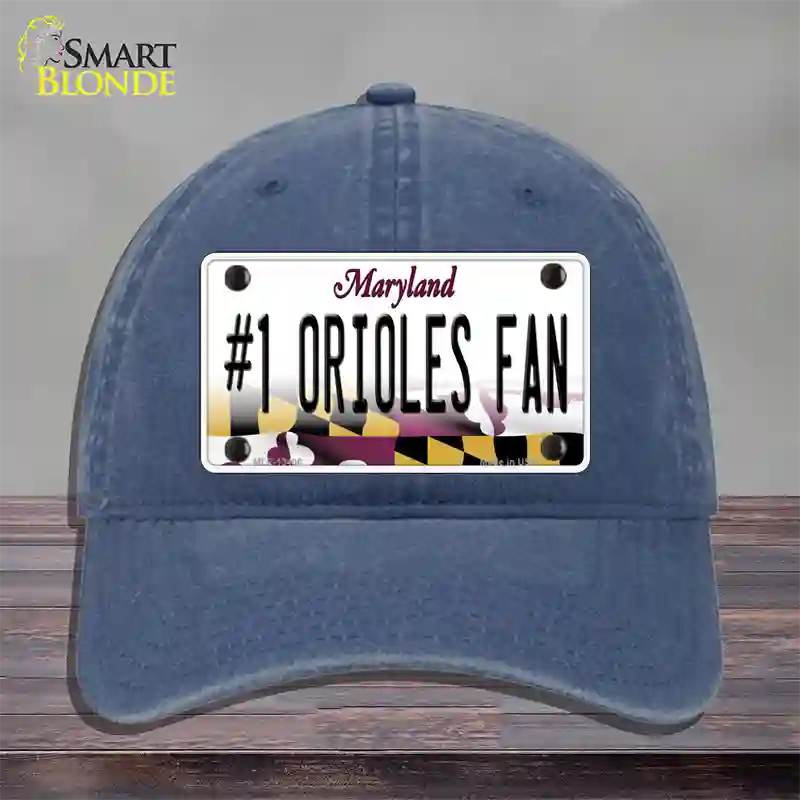 Number 1 Orioles Fan Novelty License Plate Hat Tag Unconstructed Cotton Navy