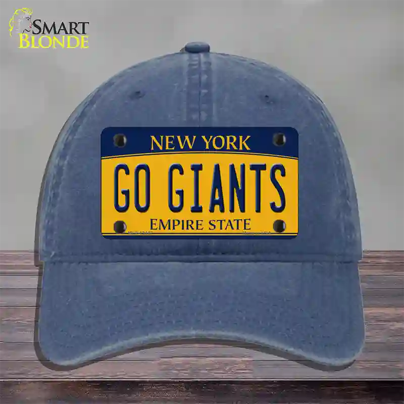 New York Go Giants Novelty License Plate Hat Tag Unconstructed Cotton Navy