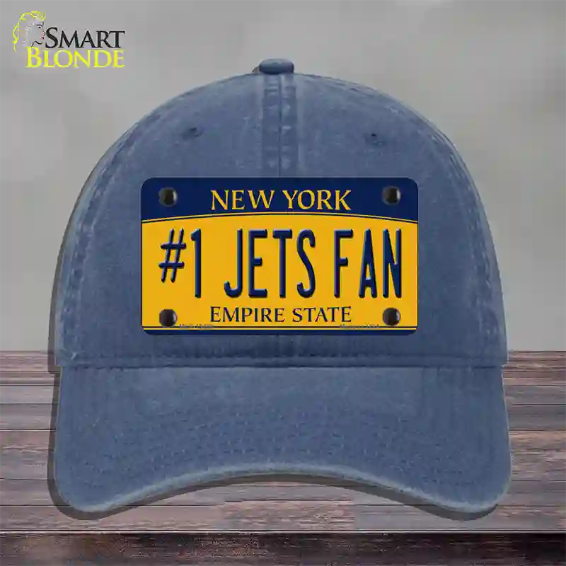 Number 1 Jets Fan New York Novelty License Plate Hat Tag Unconstructed Cotton Navy
