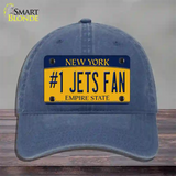 Number 1 Jets Fan New York Novelty License Plate Hat Tag Unconstructed Cotton Navy