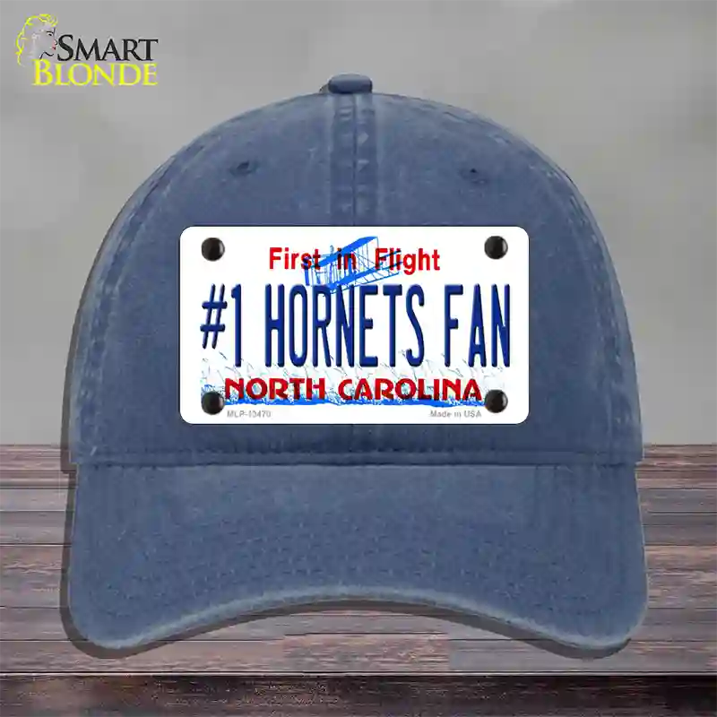 Number 1 Hornets Fan Novelty License Plate Hat Tag Unconstructed Cotton Navy