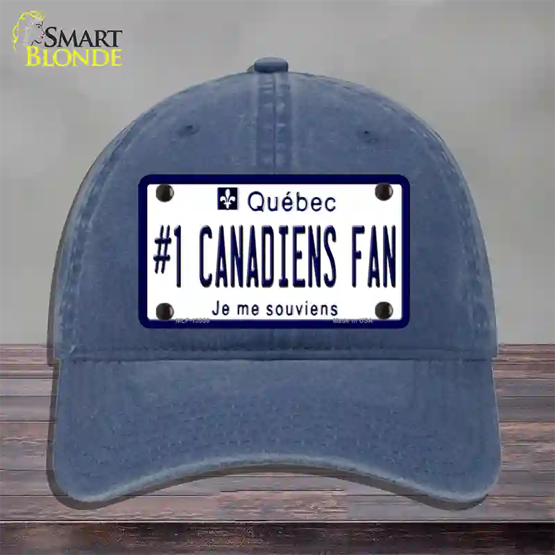 Number 1 Canadiens Fan Novelty License Plate Hat Tag Unconstructed Cotton / Navy
