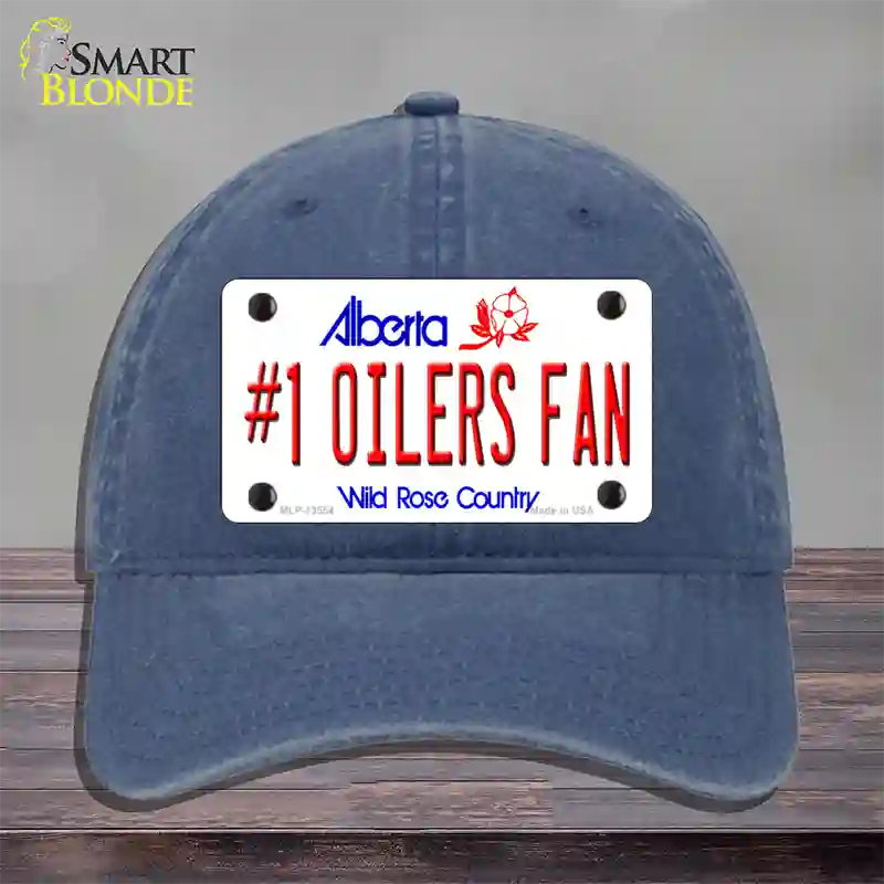 Number 1 Oilers Fan Novelty License Plate Hat Tag Unconstructed Cotton / Navy