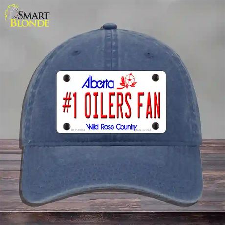 Number 1 Oilers Fan Novelty License Plate Hat Tag Unconstructed Cotton / Navy