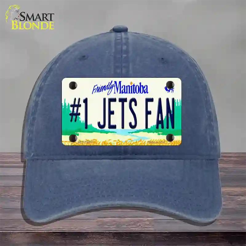 Number 1 Jets Fan Manitoba Novelty License Plate Hat Tag Unconstructed Cotton / Navy
