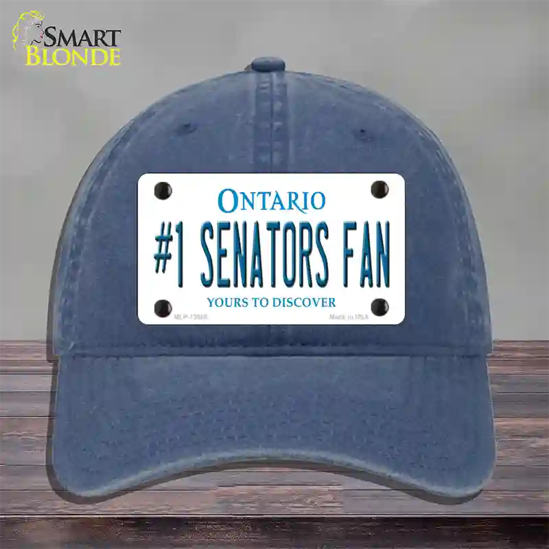 Number 1 Senators Fan Novelty License Plate Hat Tag Unconstructed Cotton Navy