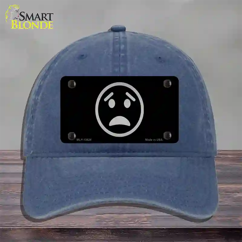 Worried Black Novelty License Plate Hat Tag Unconstructed Cotton Navy