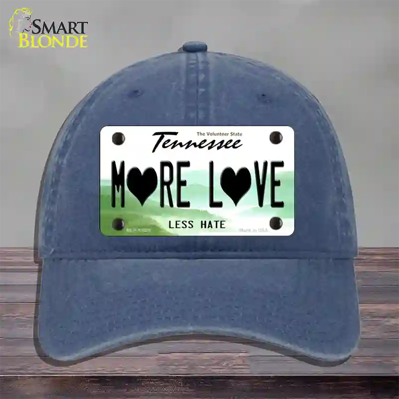 More Love Novelty License Plate Hat Tag Unconstructed Cotton Navy