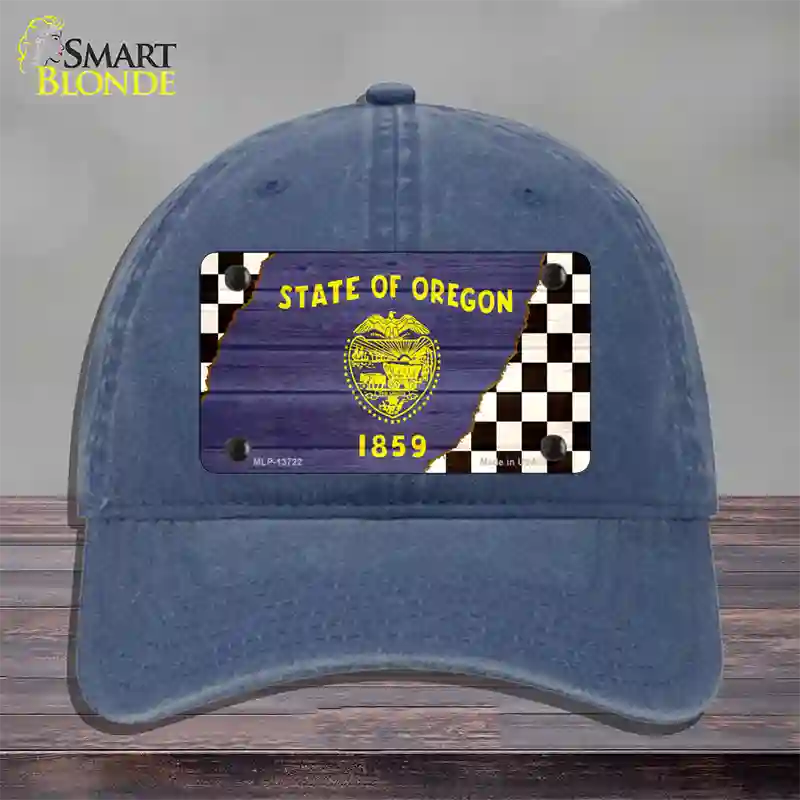 Oregon Racing Flag Novelty License Plate Hat Tag Unconstructed Cotton Navy
