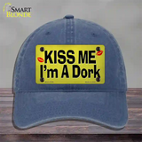 Kiss Me Im A Dork Novelty License Plate Hat Tag Unconstructed Cotton Navy