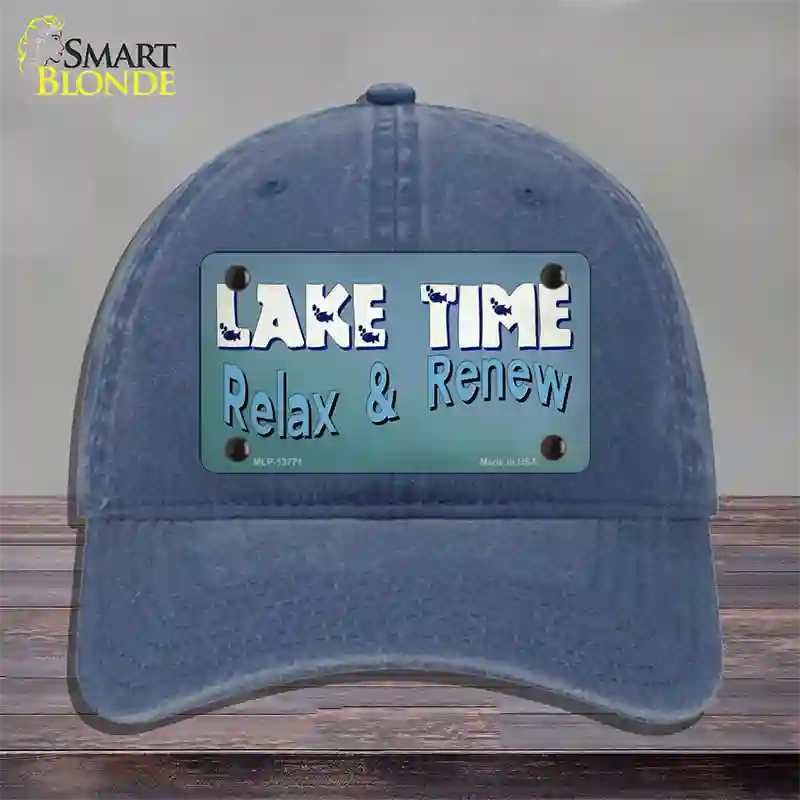 Lake Time Novelty License Plate Hat Tag Unconstructed Cotton Navy