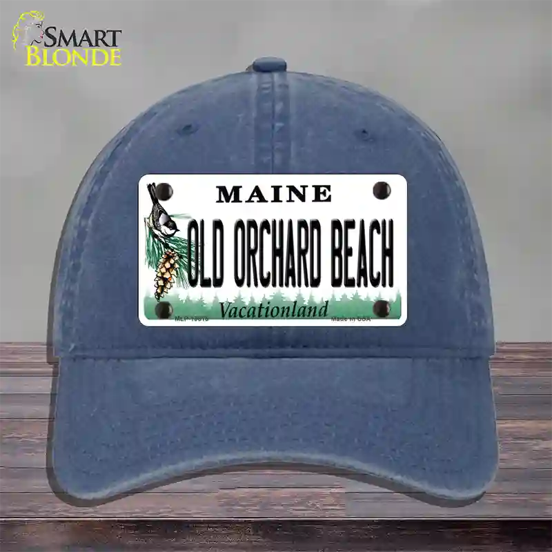 Old Orchard Beach Maine Novelty License Plate Hat Tag Unconstructed Cotton Navy