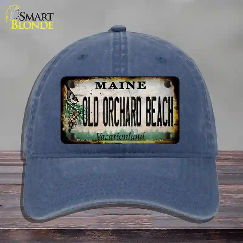Old Orchard Beach Maine Rusty Novelty License Plate Hat Tag Unconstructed Cotton Navy