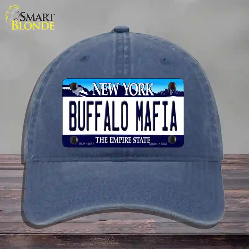 Buffalo Mafia New York Novelty License Plate Hat Tag Unconstructed Cotton Navy