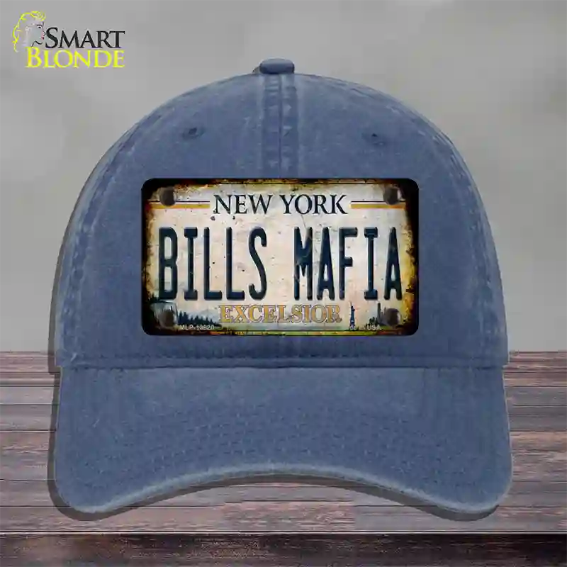 Bills Mafia New York Rusty Novelty License Plate Hat Tag Unconstructed Cotton Navy