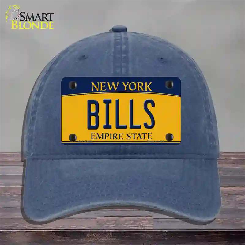Bills New York Yellow Novelty License Plate Hat Tag Unconstructed Cotton Navy