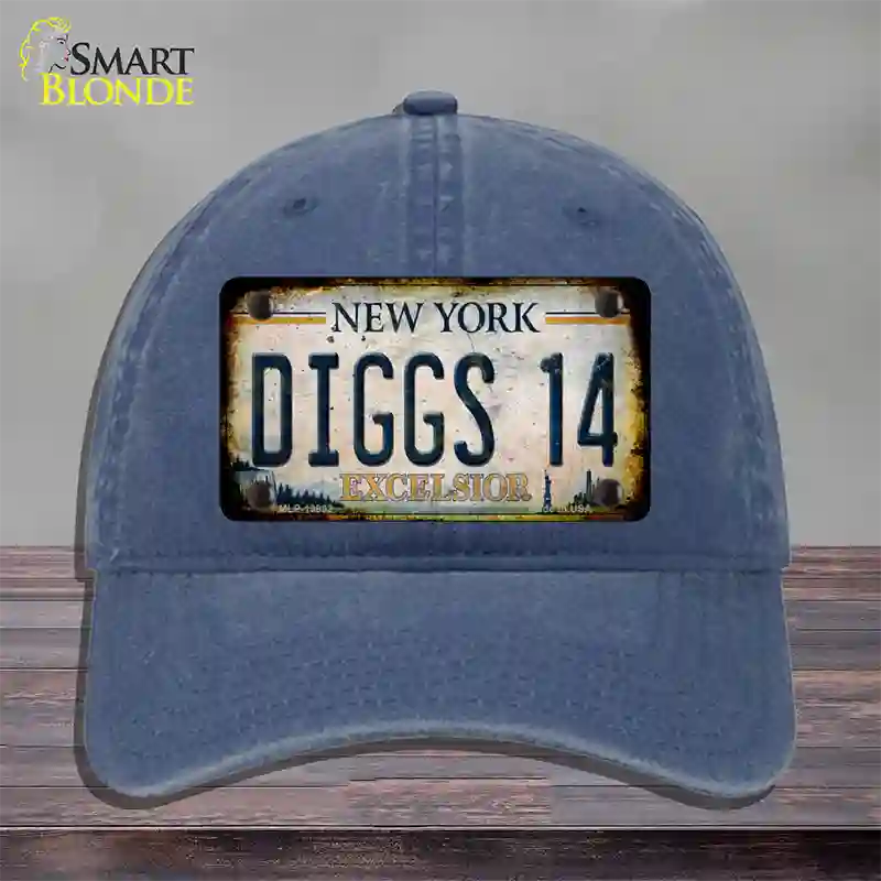 Diggs 14 Excelsior New York Rusty Novelty License Plate Hat Tag Unconstructed Cotton Navy